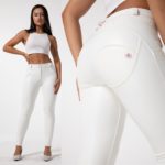 Legging en similicuir pour femme, pantalon Salsa Push Up, blanc