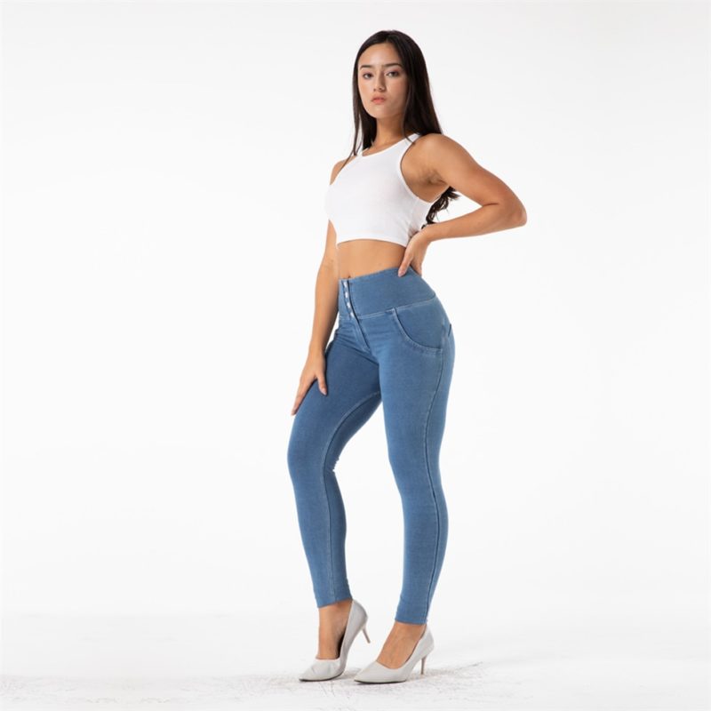 Legging en jeans pour femme, taille haute, pantalon Salsa Push Up, bleu – Image 3