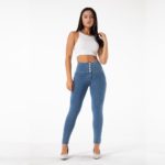 Legging en jeans pour femme, taille haute, pantalon Salsa Push Up, bleu – Image 6