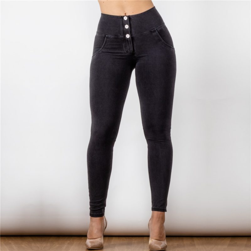 Legging en jeans pour femme, taille haute, pantalon Salsa amincissant, noir – Image 7