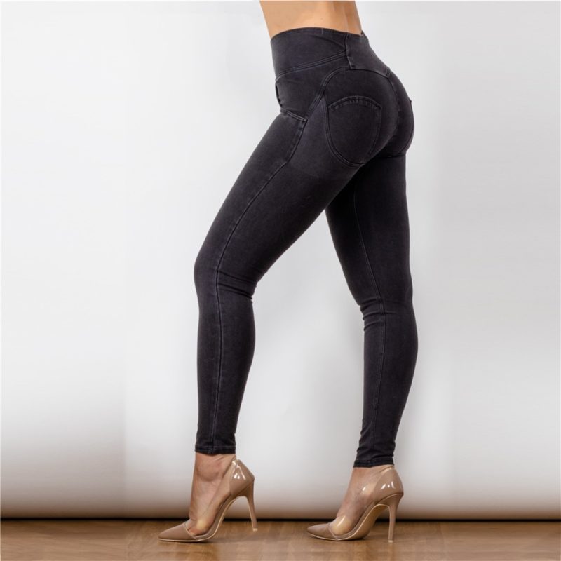 Legging en jeans pour femme, taille haute, pantalon Salsa amincissant, noir – Image 9