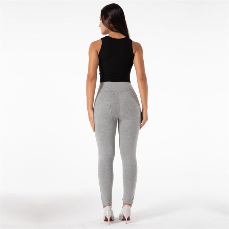 Legging extensible pour femme, taille haute, pantalon amincissant, Salsa Push-Up, gris clair – Image 2