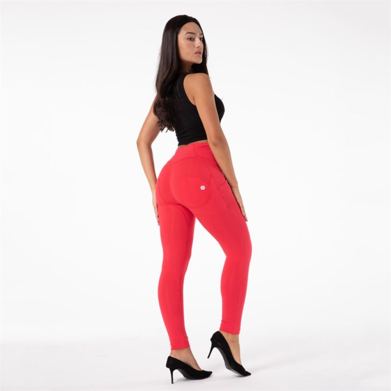 Legging extensible pour femme, taille haute, pantalon amincissant, Salsa Push-Up, rouge – Image 3
