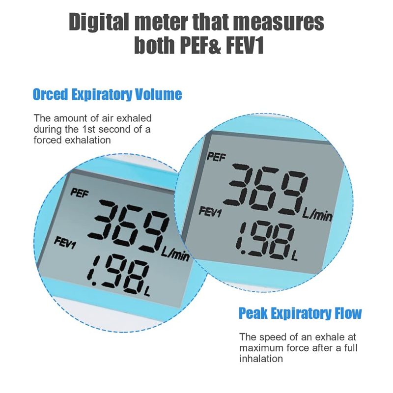 Spiromètre numérique, débitmètre de pointe (PEF), volume expiratoire forcé (FEV1), intelligent – Image 5