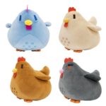 Lot de 4 peluches de poules mignonnes et douces, 20 cm