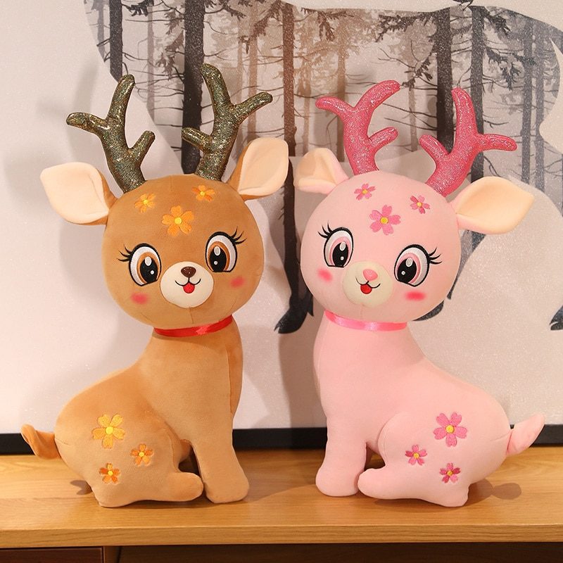 Peluche de cerf Sika Kawaii mignonne et douce, de 33 à 53 cm