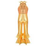 Costume de danse de ballet à paillettes brillantes pour fille, sans manches, pantalon à cloche – Image 3