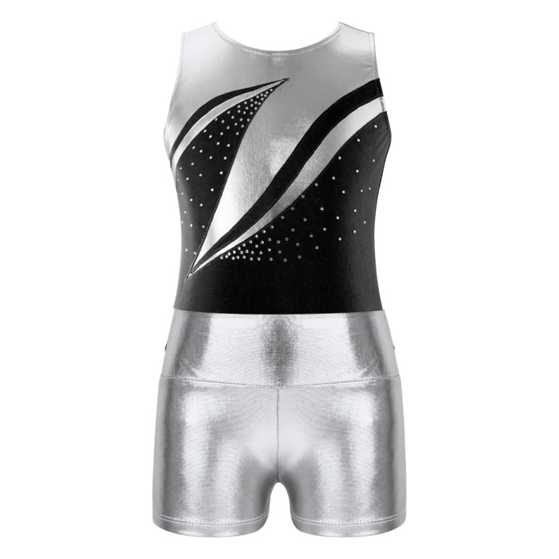 138486-2d18z8.jpg Costume de danse de ballet pour enfant, 2 pièces, léotard et short, patchwork strass brillants – Image 4