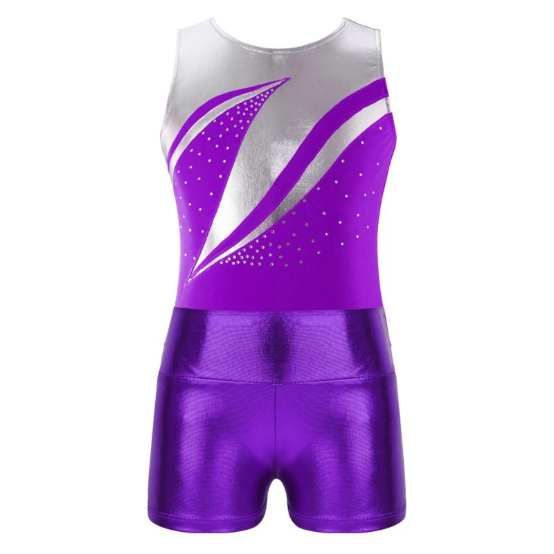 138486-ydeuvu.jpg Costume de danse de ballet pour enfant, 2 pièces, léotard et short, patchwork strass brillants – Image 7