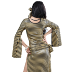 Robe de danse orientale égyptienne, Galabeya, extensible, longue fente, bande dorée, pour performance – Image 2