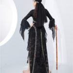 Ensemble 3 pièces de danse orientale, robe longue à franges en mousseline douce, compétition professionnelle – Image 2