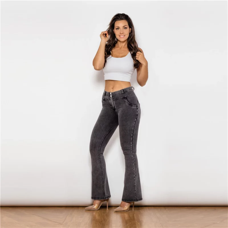 Pantalon jeans évasé pour femme, en Denim élégant et amincissant, à jambes larges – Image 5