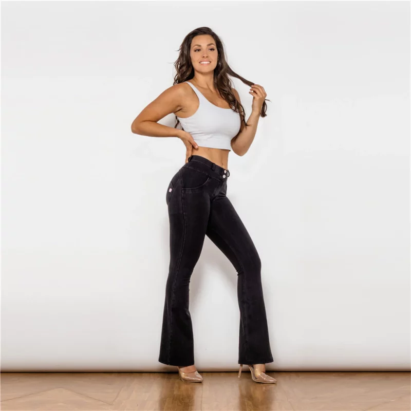 Pantalon jeans évasé pour femme, en Denim élégant et amincissant, à jambes larges – Image 9