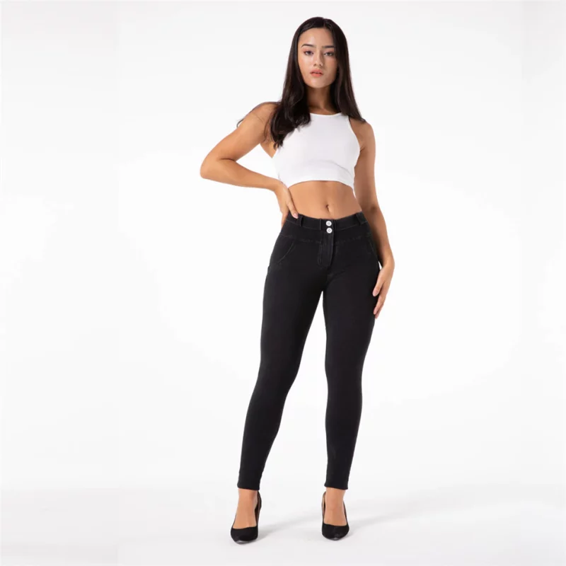 Legging en jeans pour femme, taille moyenne, pantalon Salsa Push Up, noir – Image 3