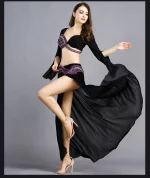 Ensemble 2 pièces de danse orientale, en soie argentée, perlé, costume professionnel – Image 11