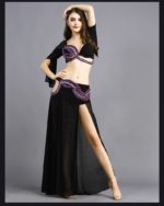 Ensemble 2 pièces de danse orientale, en soie argentée, perlé, costume professionnel – Image 9