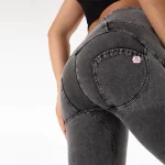 Legging jeans extensible pour femme, taille haute, pantalon amincissant, Salsa Push-Up, gris – Image 7