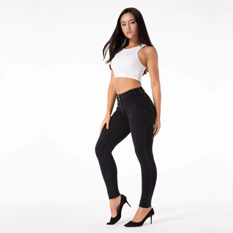 Legging en jeans pour femme, taille moyenne, pantalon Salsa Push Up, noir – Image 7