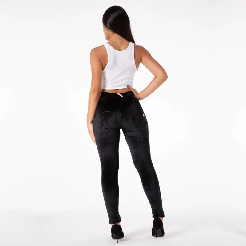 Legging en velours pour femme, taille moyenne, pantalon Salsa Push Up, noir – Image 2