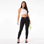 Legging en jeans pour femme, taille moyenne, pantalon Salsa Push Up, noir
