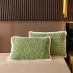 Ensemble 4 pièces en peluche berbère, housse de couette, taies d’oreiller et drap, parure de lit chaude – Image 4