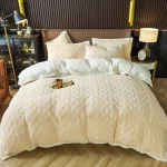 Ensemble 4 pièces en peluche berbère, housse de couette, taies d’oreiller et drap, parure de lit chaude