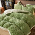 Ensemble 4 pièces en peluche berbère, housse de couette, taies d’oreiller et drap, parure de lit chaude – Image 2