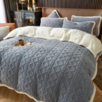 Ensemble 4 pièces en peluche berbère, housse de couette, taies d’oreiller et drap, parure de lit chaude – Image 12