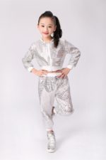 Costume de danse Hip Hop pour enfant, veste et pantalon à paillettes, pour performance artistique – Image 3