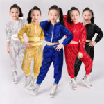 Costume de danse Hip Hop pour enfant, veste et pantalon à paillettes, pour performance artistique