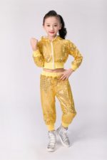 Costume de danse Hip Hop pour enfant, veste et pantalon à paillettes, pour performance artistique – Image 4