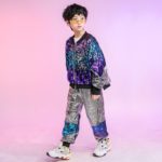 Costume de danse Hip Hop pour enfant, veste et pantalon, ample en argent, vêtements pour performance – Image 4
