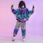 Costume de danse Hip Hop pour enfant, veste et pantalon, ample en argent, vêtements pour performance – Image 3
