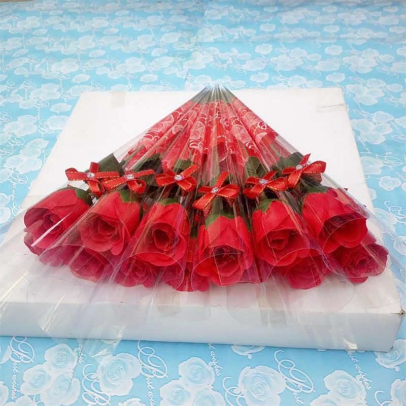 Lot de 10 bouquets de roses artificielles à tige unique, couleurs vives, 38 cm – Image 4