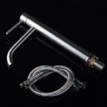 Robinet mitigeur de lavabo, eau froide et chaude, poignée unique, style brossé – Image 9