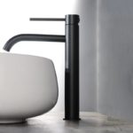 Robinet mitigeur de lavabo, eau froide et chaude, poignée unique, style brossé – Image 2