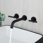 Robinet mitigeur en laiton, avec double levier, noir mat