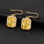Boucles d'oreilles en argent plaqué or 14K, avec Citrine jaune et Zircon – Image 5