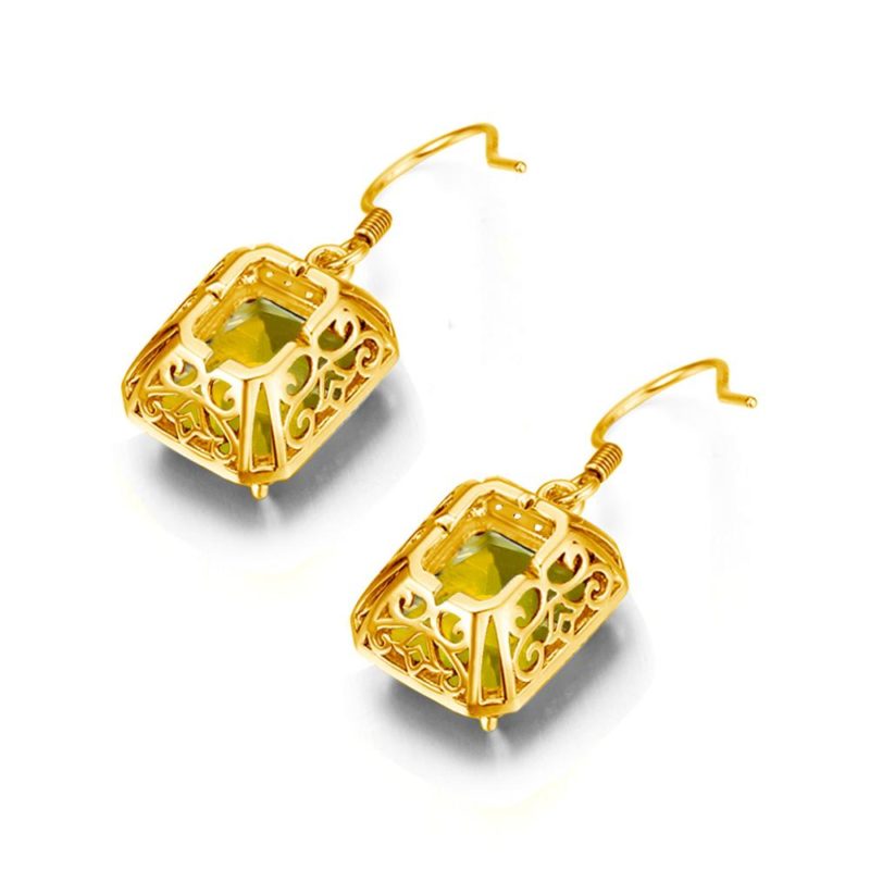 Boucles d'oreilles en argent plaqué or 14K, avec Citrine jaune et Zircon – Image 4