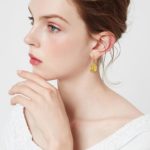 Boucles d'oreilles en argent plaqué or 14K, avec Citrine jaune et Zircon – Image 2
