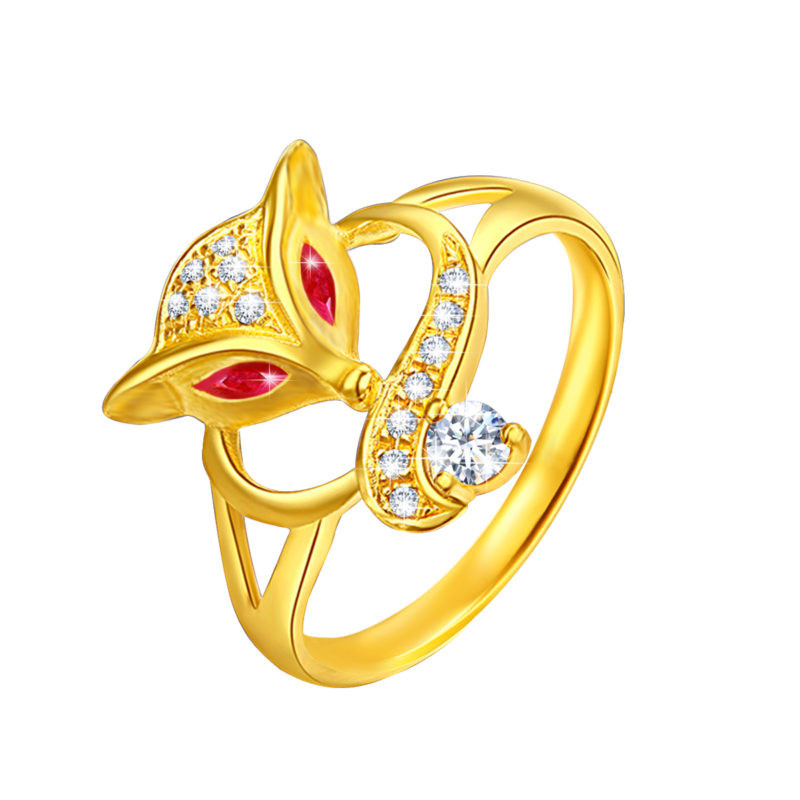 Bague en argent plaqué Or, pierres précieuses, Moissanite et Zircone, 1 ct – Image 1