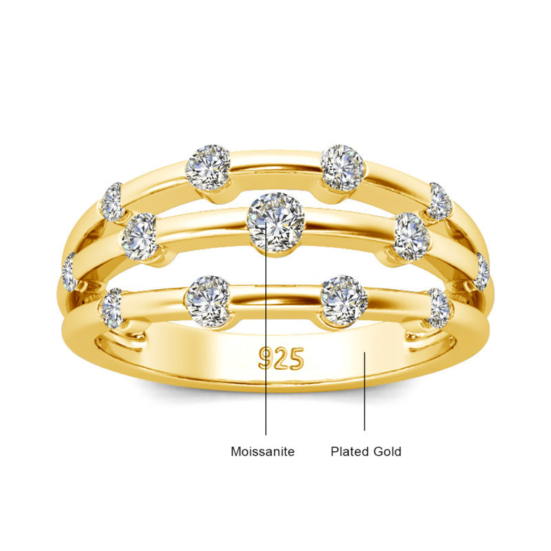 Bague en argent plaqué or 14K, pierre précieuse en Moissanite, certificat GRA – Image 5