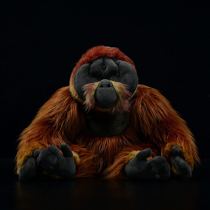 Peluche d'orang-outan brun, réaliste et doux, 46 cm