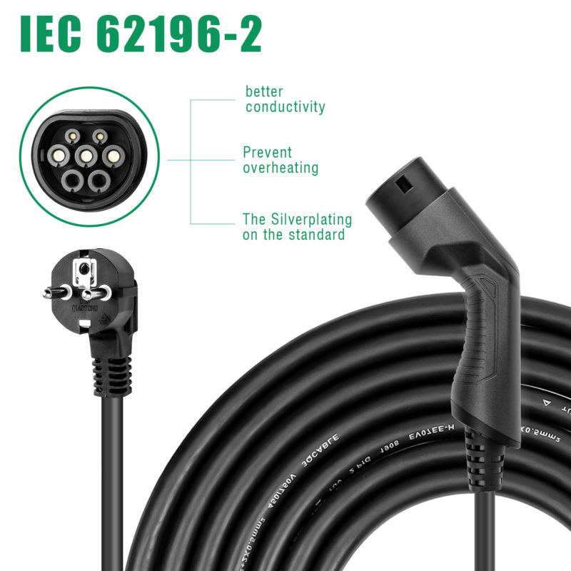 Station de charge portable EV, Type 2, chargeur de voiture électrique IEC 62196-2 – Image 6