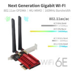 Carte PCI-E Wi-Fi 6E AX210 5374Mbps, 2.4/5/6Ghz,  Bluetooth 5.2, Tri-bande, Windows 10/11 – Image 3