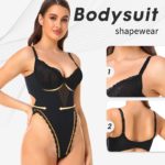 Body de contrôle moulant en dentelle, avec soutien-gorge, façonne tout le corps, entrejambe ouvert – Image 15