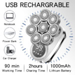 Rasoir électrique 8D, 6 en 1, rechargeable, lavable, en acier inoxydable – Image 4