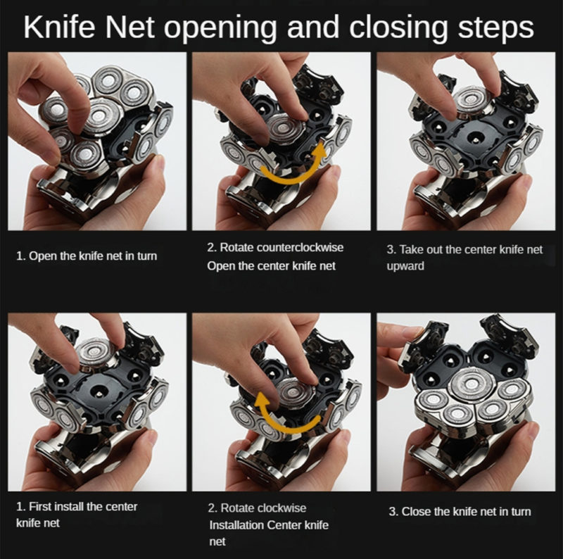 Rasoir électrique 9D à tête flottante, 6 en 1, rechargeable, lavable, en acier inoxydable – Image 6