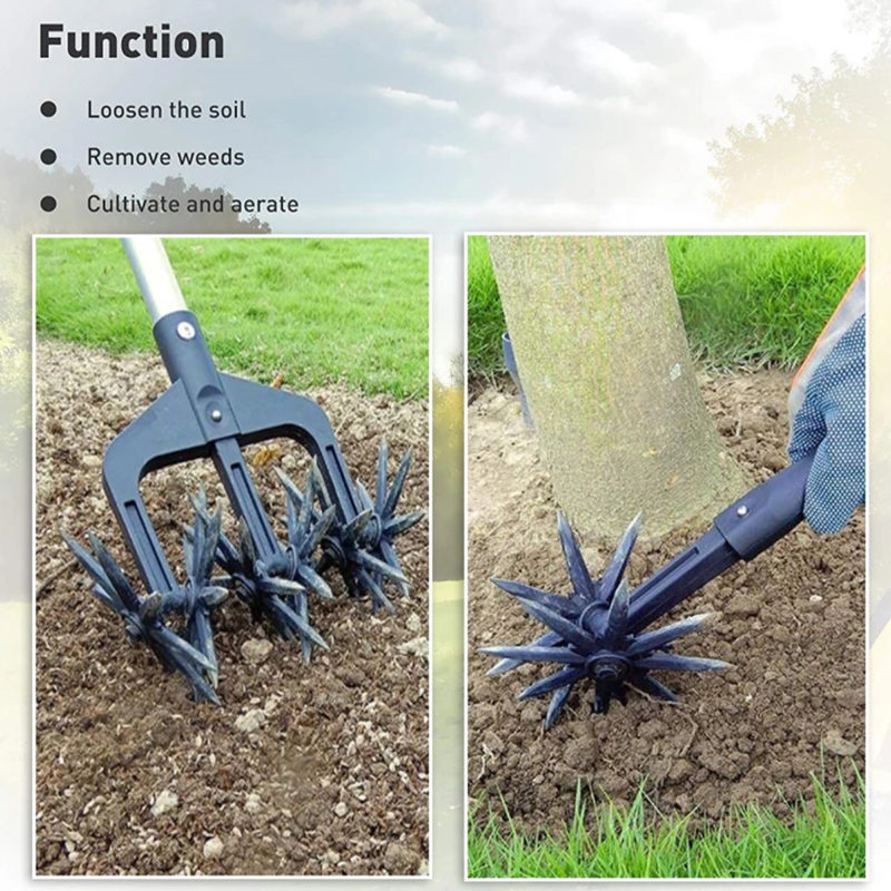 Émietteur-sarcleuse de pelouse de jardin rotatif, motoculteur réglable – Image 3