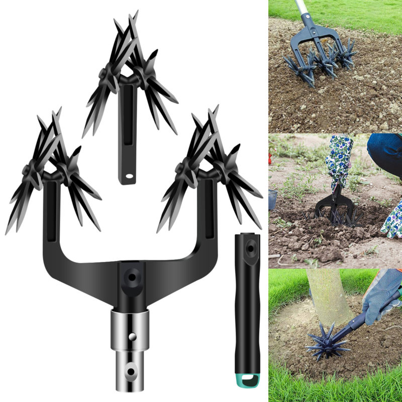 Émietteur-sarcleuse de pelouse de jardin rotatif, motoculteur réglable